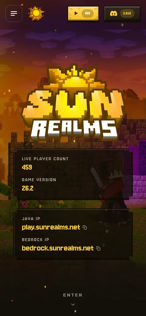 SunRealms home page on a phone